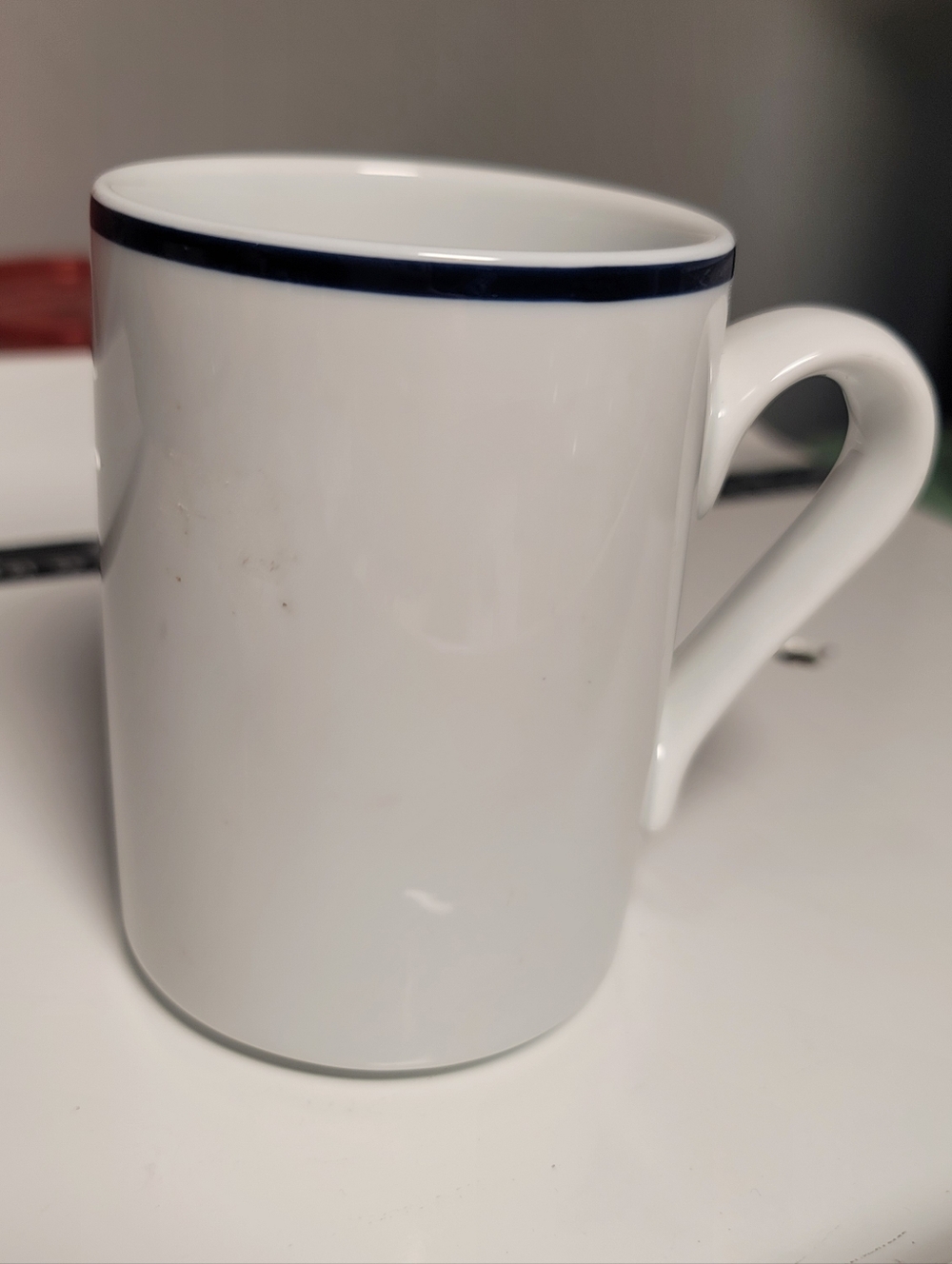 Dansk White Mug with Christianstavn Blue Rim. Portugal